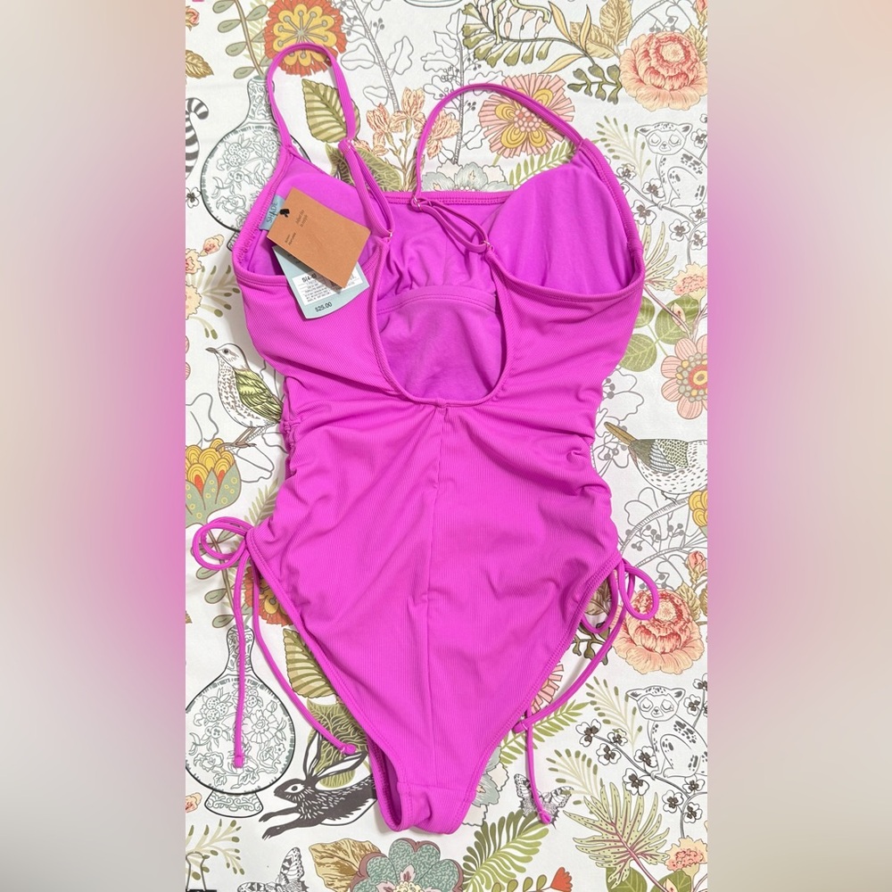 Shade & Shore Pink One-Piece Swimsuit Scoop Neck NWT - Picture 4 of 11